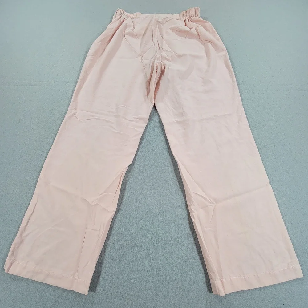 Tropical Al Silk Straight Leg Pants Women's Petite Large Pink Resort Coastal - Picture 8 of 10